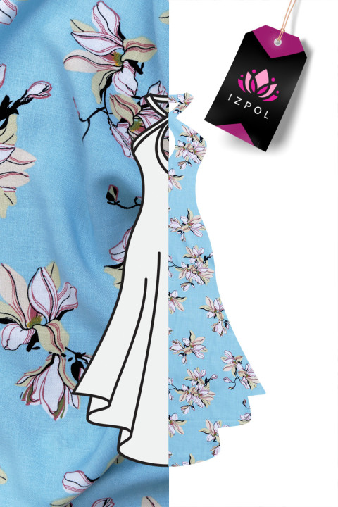 Blue flower viscose