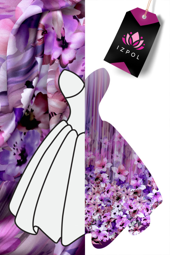 Silk Satin with Flowers COUPON 80cm