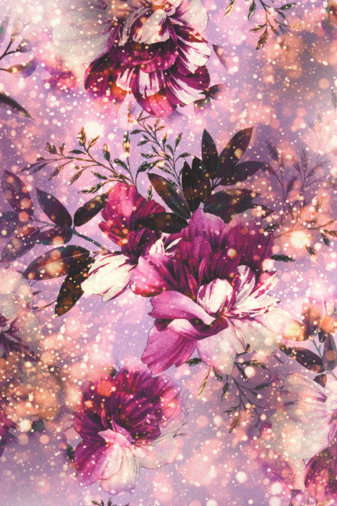 Silk satin with flowers
