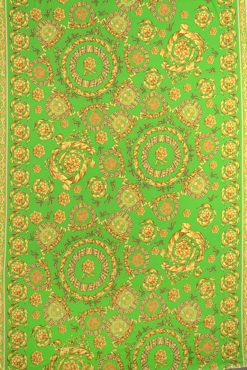 Satyna jedwabna zielona w ornamenty
