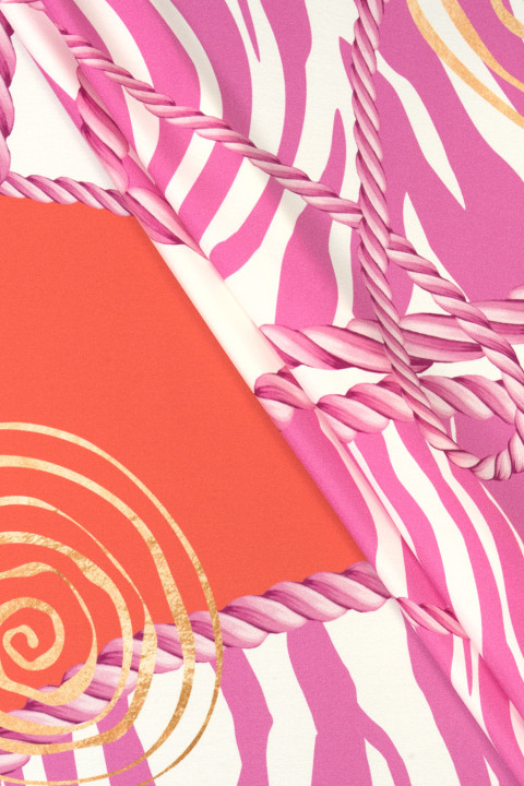 Silk satin pink zebra and strings