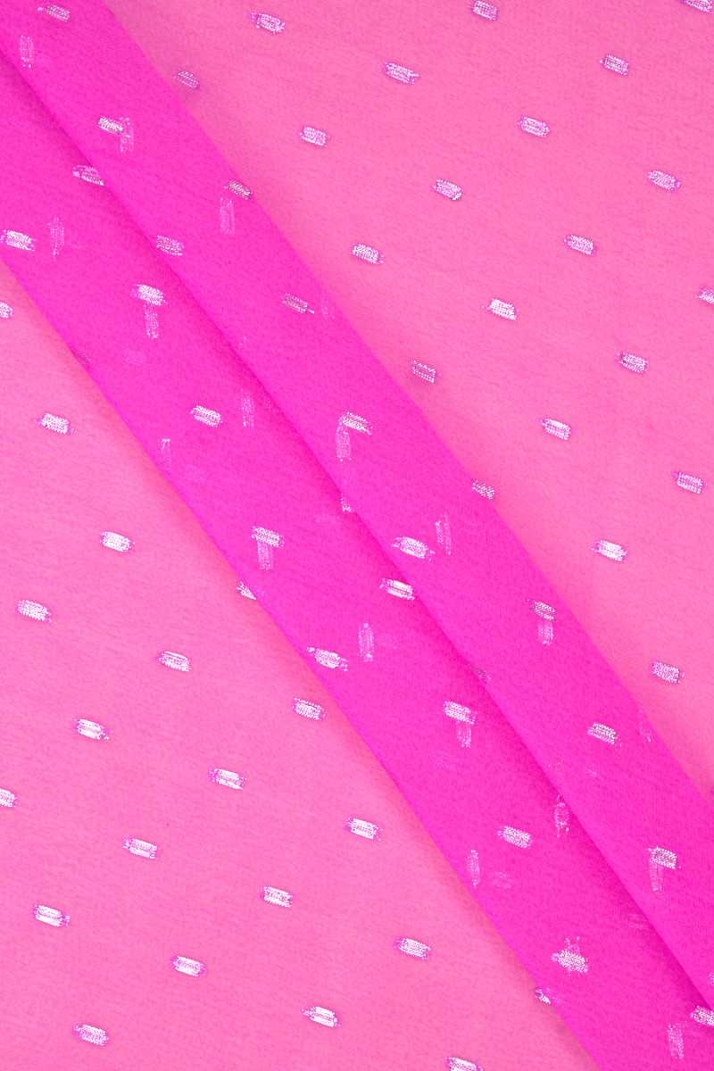 Polyesterový šifón s lurexovou ružovou