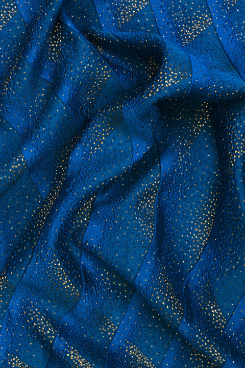 Blue jacquard speckled with gold