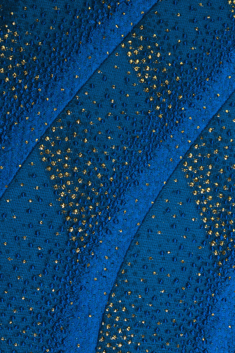 Blue jacquard speckled with gold