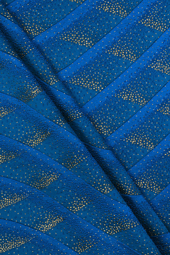 Blue jacquard speckled with gold