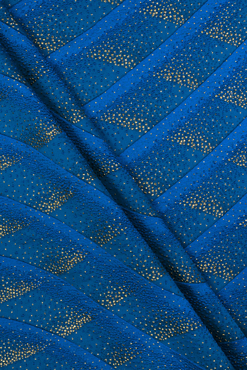 Blue jacquard speckled with gold
