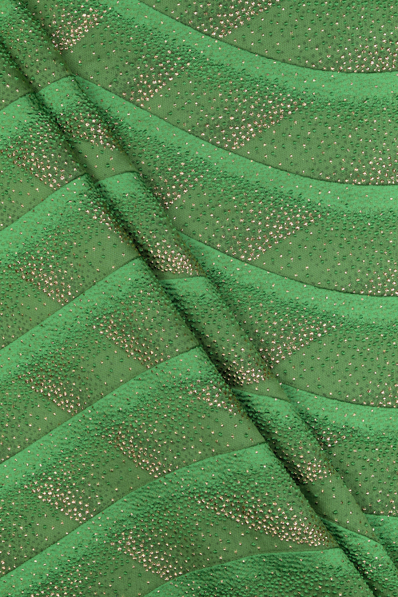 Green jacquard speckled with gold