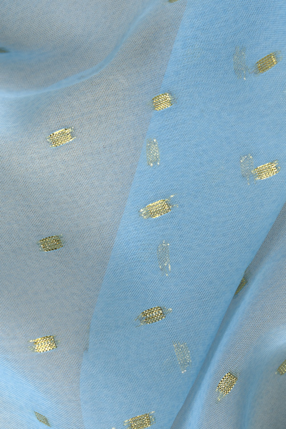 Mousseline de polyester avec lurex bleu