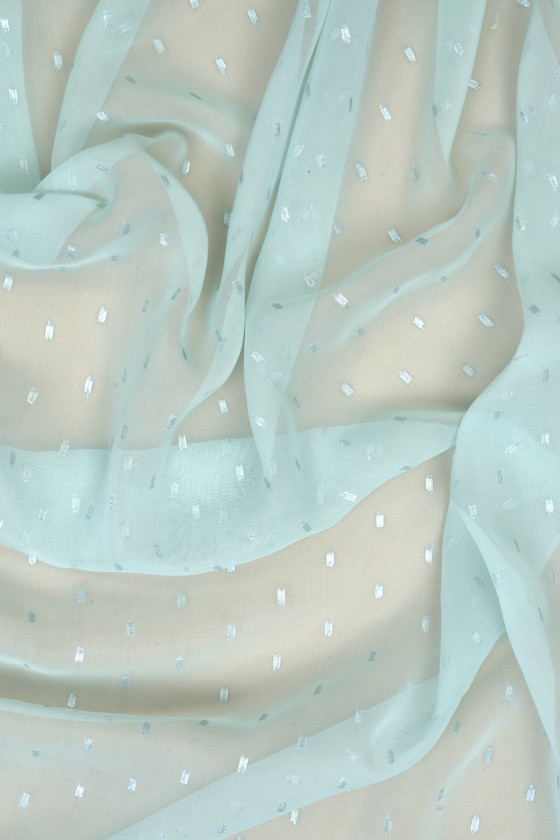 Mousseline de polyester à la menthe lurex