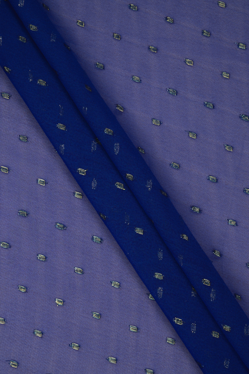 Mousseline de polyester avec bleuet lurex bleu