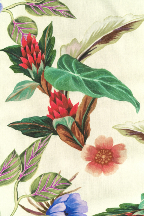 Viscose met bloemen en bladeren
