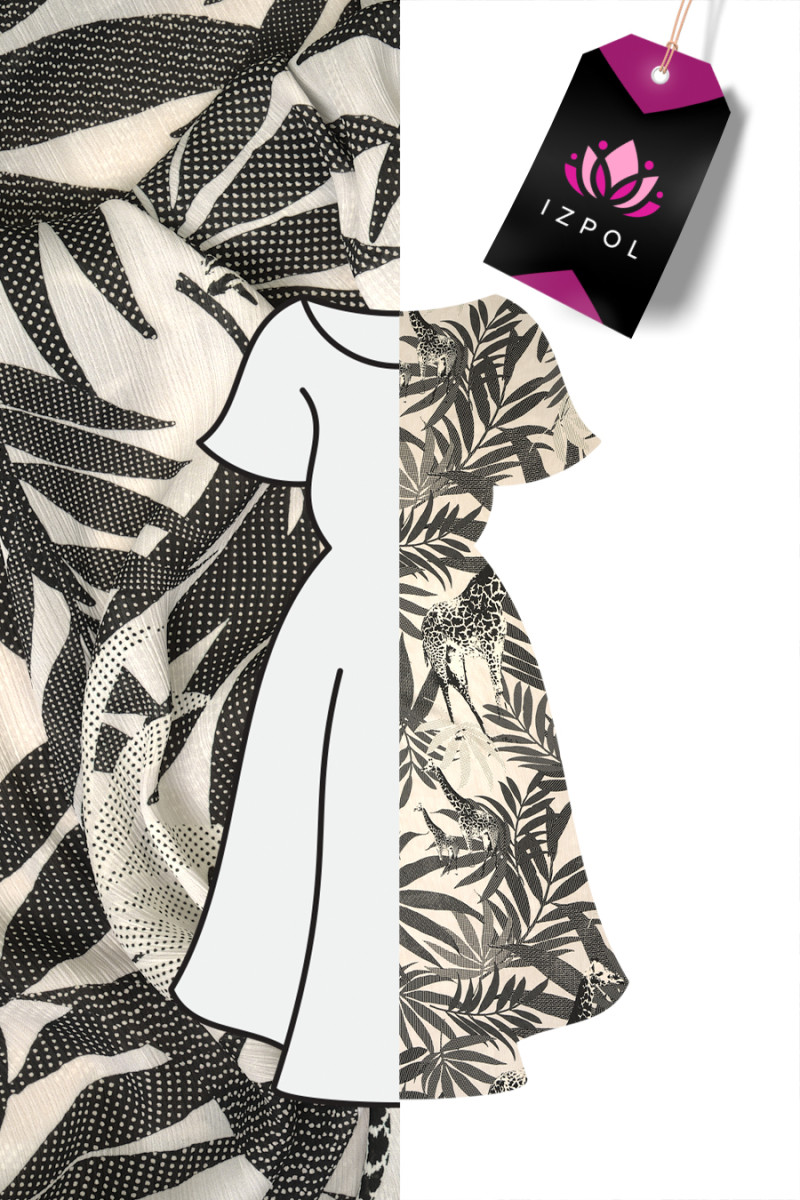 Giraffe polyester chiffon and leaves