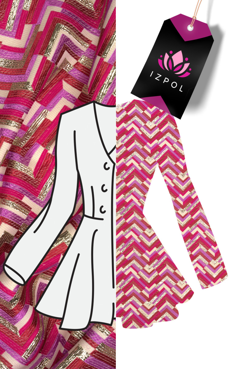 Jacquard med lurex färgglada sicksack