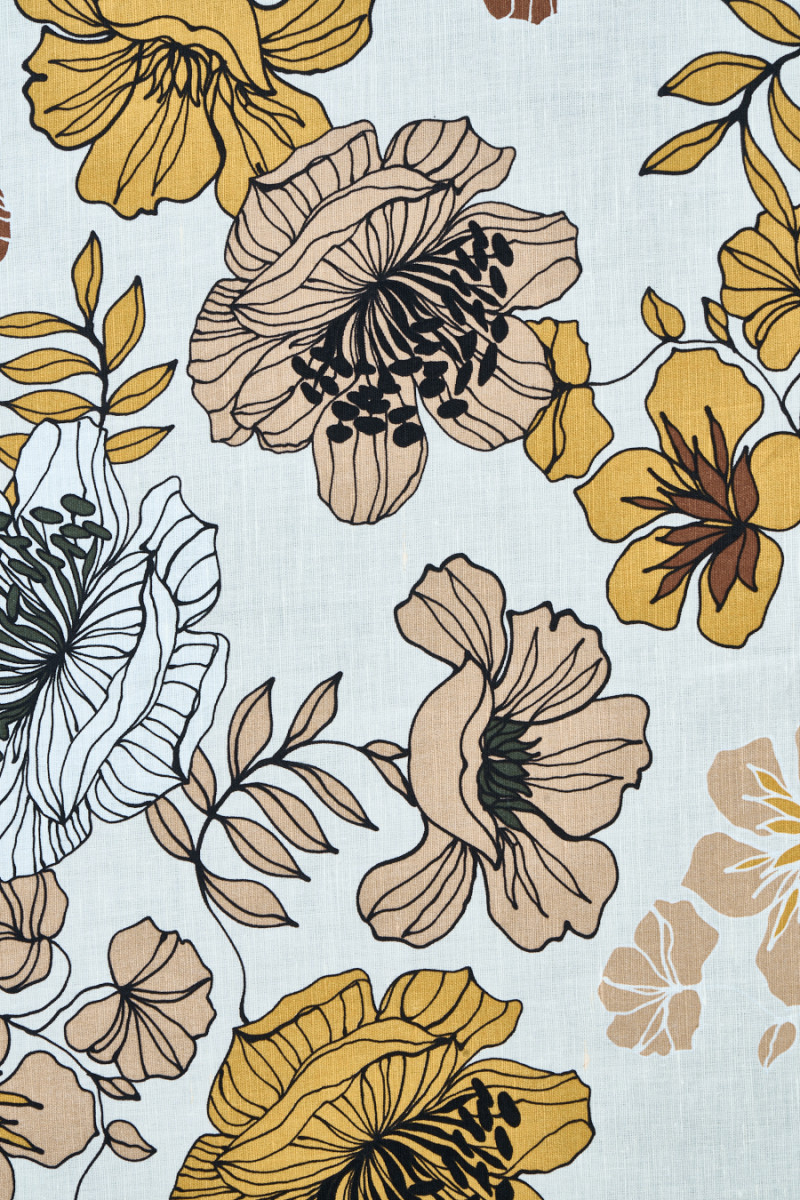Lino con cotone con fiori