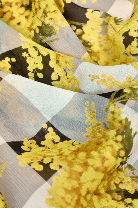 Silk chiffon with yellow flowers