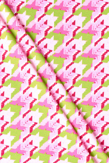 Jersey gebreide stof roze en groene kippenpoot