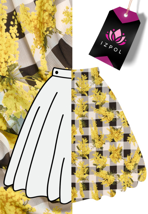 Silk chiffon with yellow flowers