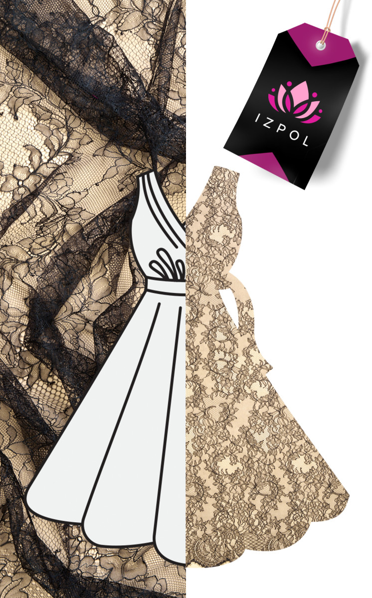 French lace black COUPON 50cm