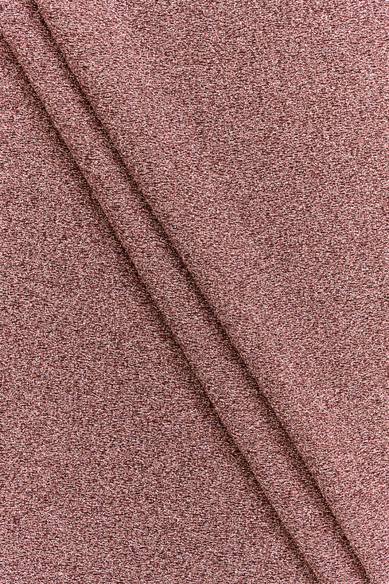 Copper knitted fabric with a drop of pink shiny