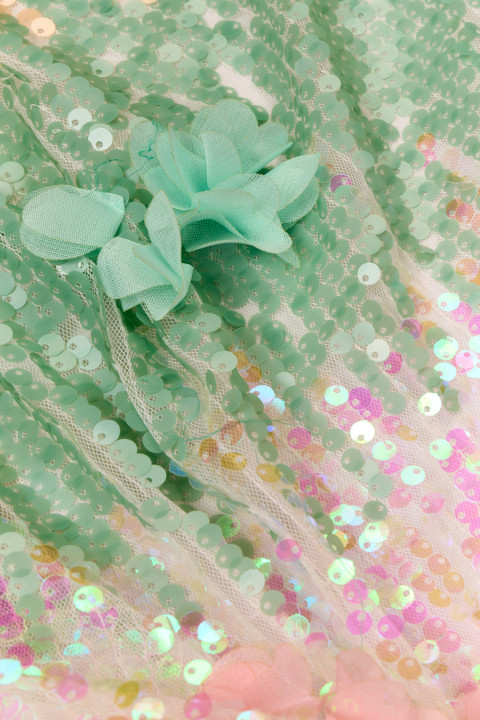 Sequins with 3D flowers