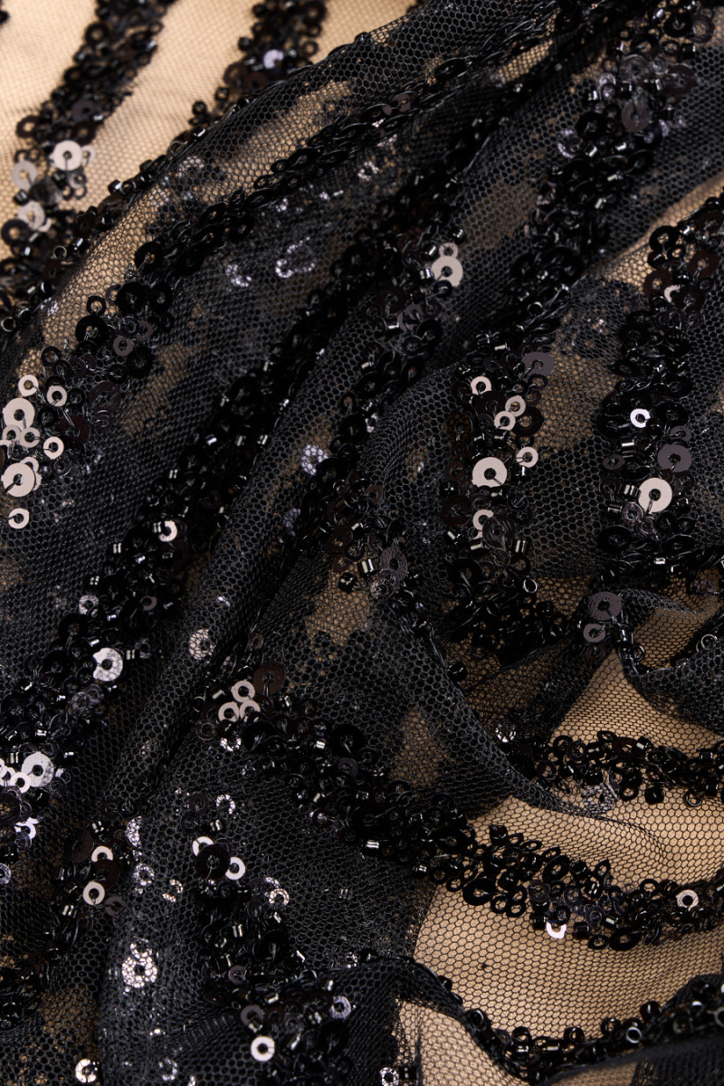 Tulle with sequins and beads black