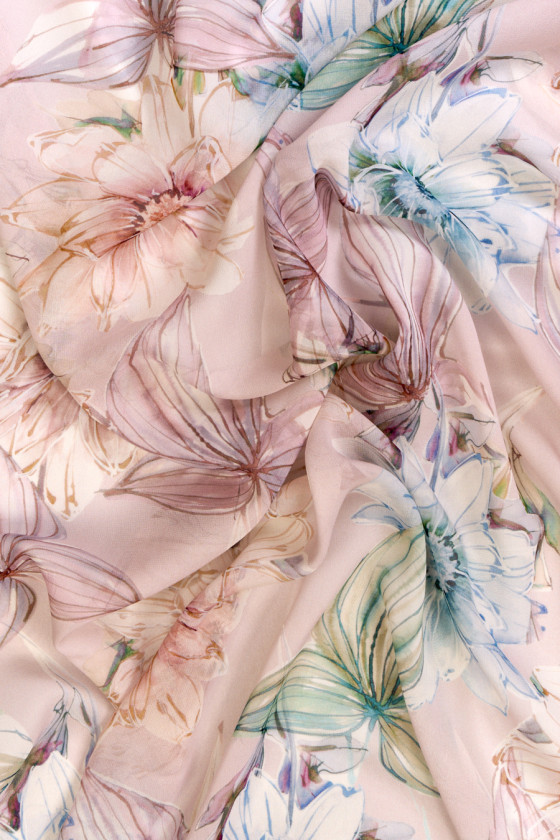 Fiori pastello in chiffon di seta