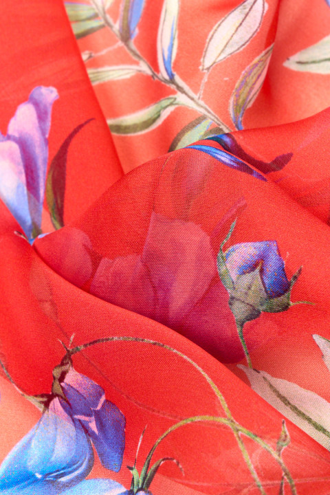 Seidenmusselin mit Blumen