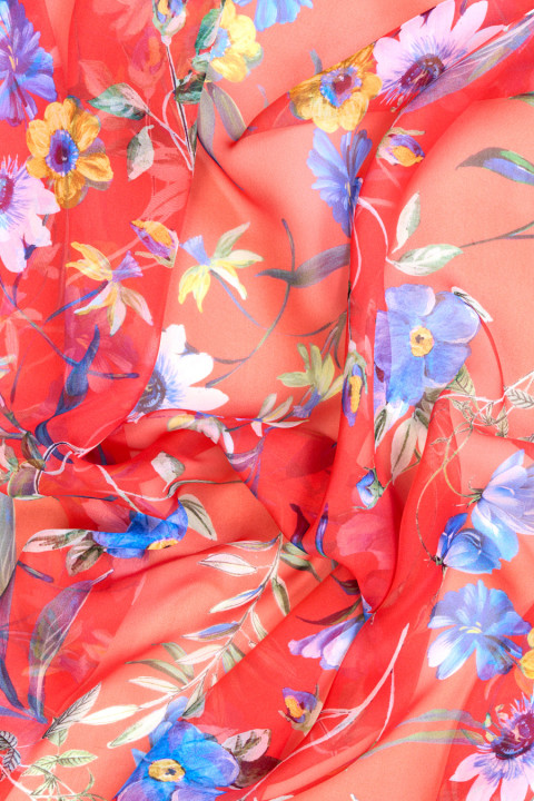 Silk muslin with flowers