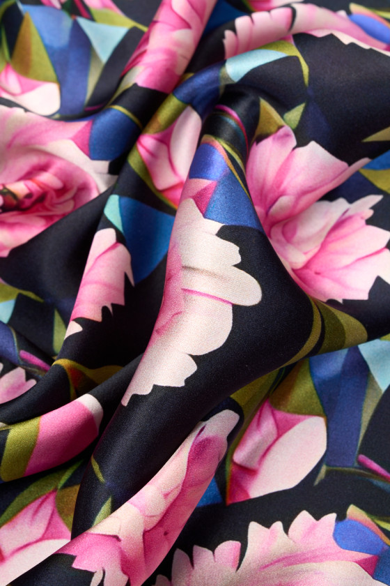 Silk satin with roses