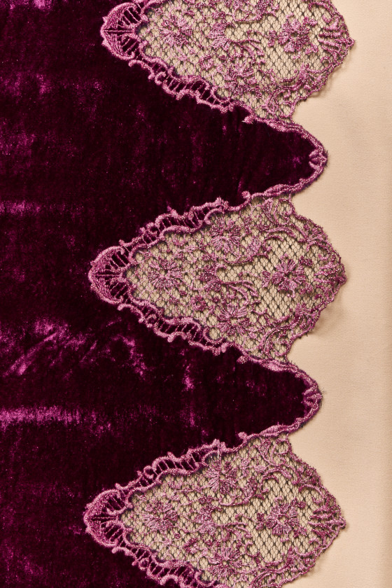 Exclusive velour with lace COUPON 90cm