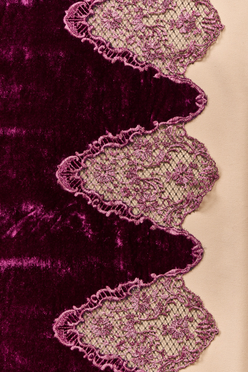 Exclusive velour with lace COUPON 90cm