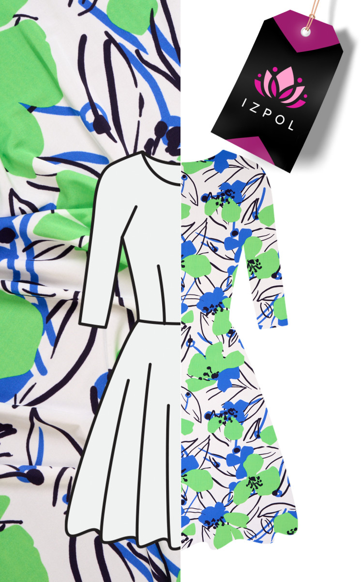 Tessuto a maglia di viscosa con fiori