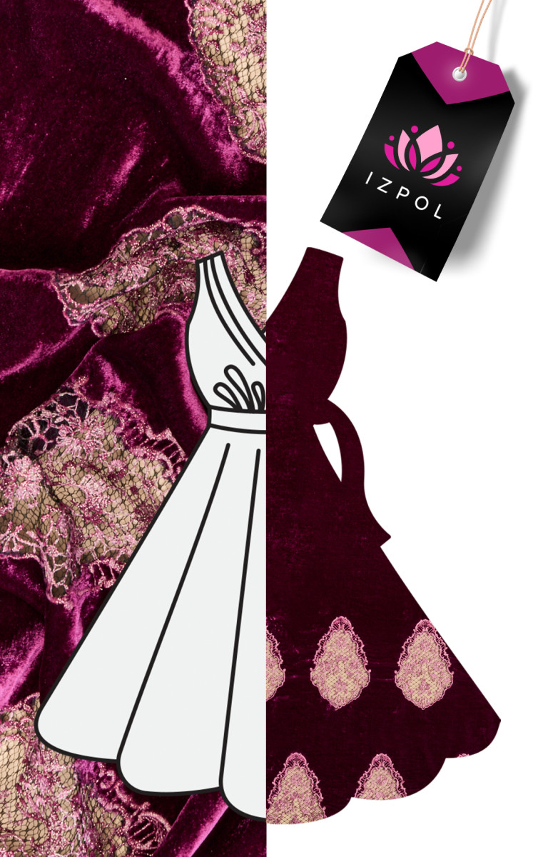 Exclusive velour with lace COUPON 90cm