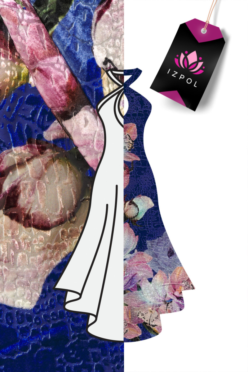 Velour devore with flowers COUPON 180cm