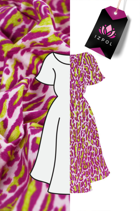 Cotton knitted fabric - colorful panther