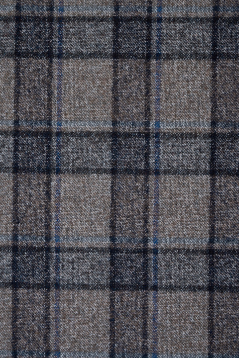 Alpaca wool in a check brown-navy blue