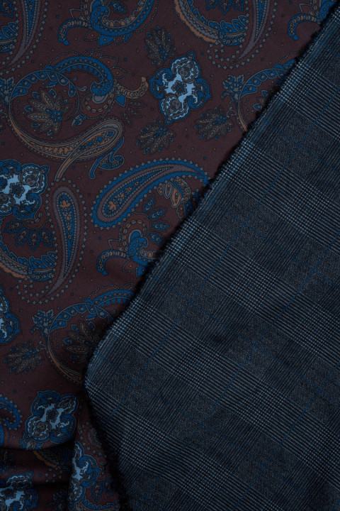 Double-sided pasley and check knit
