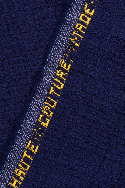 Wełna typu chanel boucle granatowa