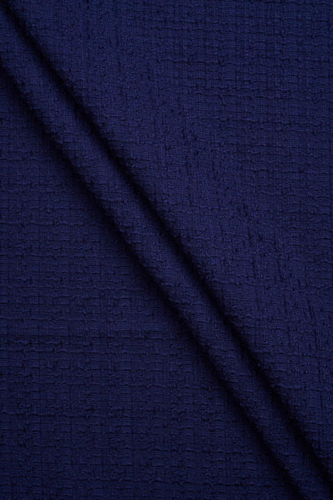 Wełna typu chanel boucle granatowa
