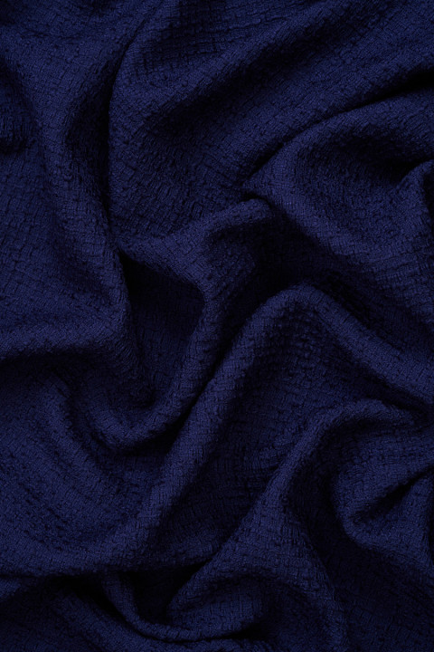 Wełna typu chanel boucle granatowa
