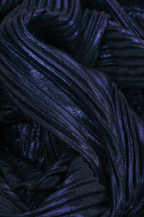 Navy blue pleated evening fabric