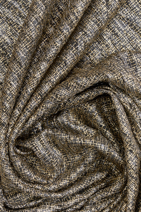 Gold-black pleated evening fabric