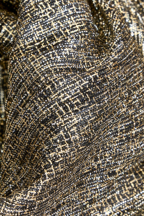 Gold-black pleated evening fabric