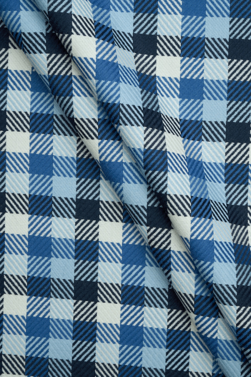 Blue checked costume wool