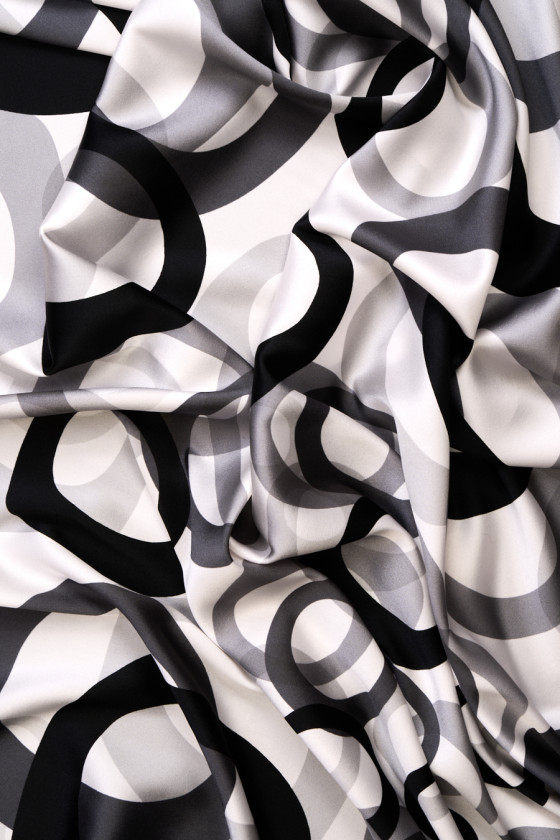 Silk satin geometric circles COUPON 80 cm