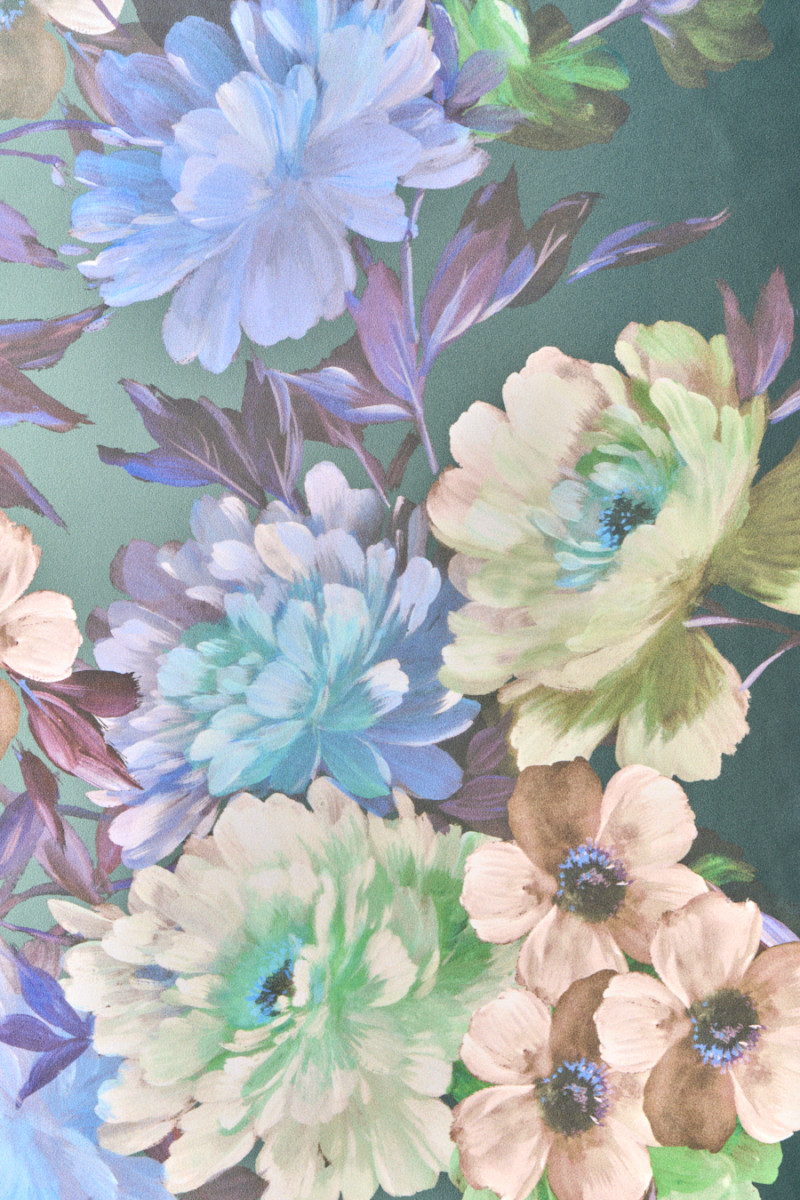 Satin de polyester à fleurs