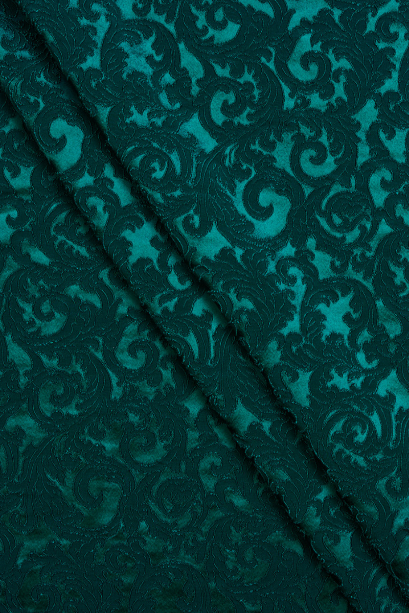 Jacquard elastic blue turquoise paisley pattern