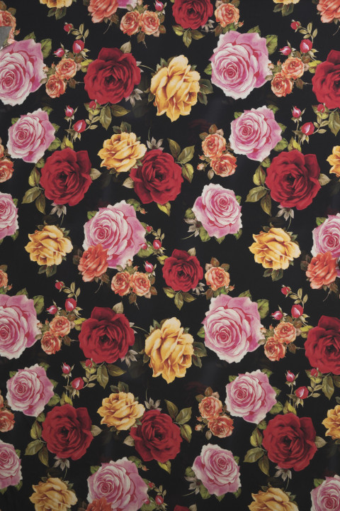 Silk fabric with large roses