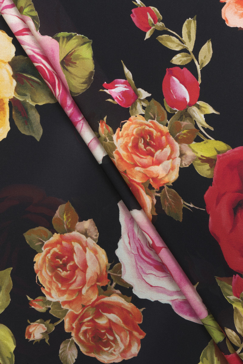 Silk fabric with large roses