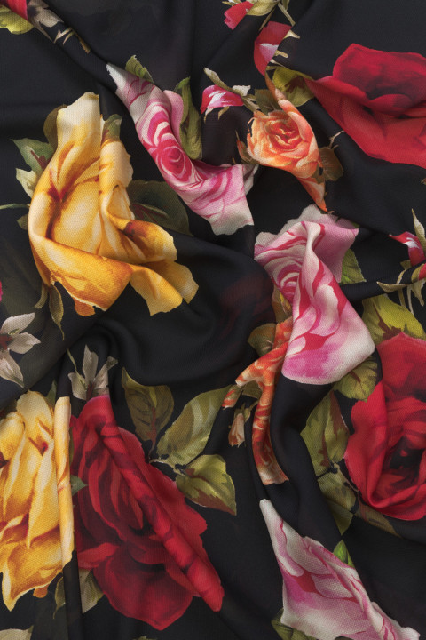 Silk fabric with large roses
